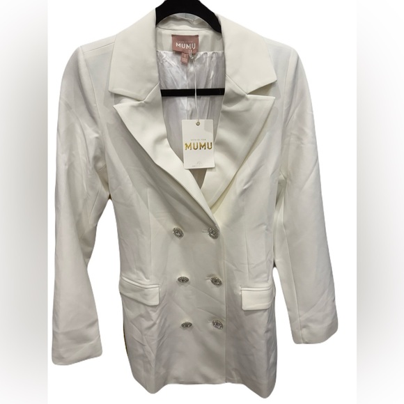 NWT Show Me Your Mumu Save the dress white blazer Rhinestone Elegant Mini Sz S - Picture 4 of 11